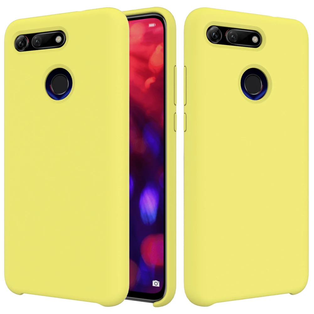Цвет: желтый Чехол для Honor V20 из мягкого жидкого кремния Honor View 20 V 20 10 Lite 8C 8X 7X V10 10 противоударный чехол huawei P Smart Plus Y9 - Цвет: Цвет: желтый