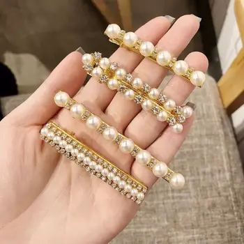 

Hairpin Pearl Barrette One-character Clip Girl Diamond Hairclip Simple Adult Duckbil Hairgrip Headwear Hair Tools Accessories