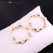 5 пар, модные бусины из натурального жемчуга, круглые серьги золотистого цвета, ювелирные изделия, индивидуальный дизайн