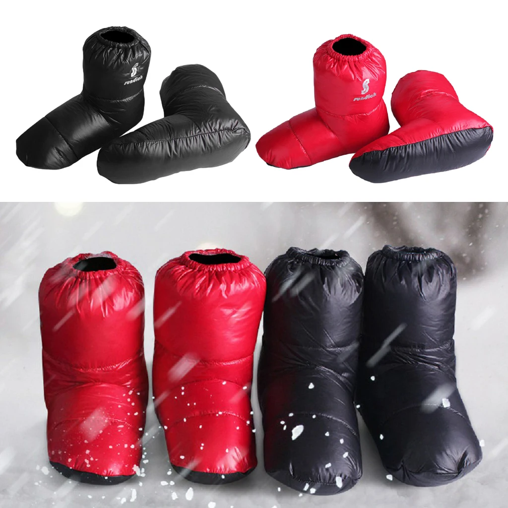 Soft Duck Down Slippers Winter Warm Foot Booties for Outdoor Camping Footwear Warm Sports Socks
