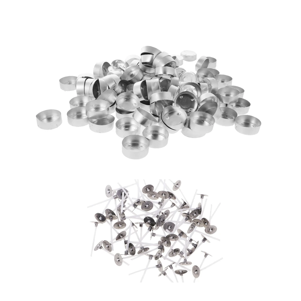300x Aluminium Tea Light Empty Case Containers & Candle Wicks Candles Making