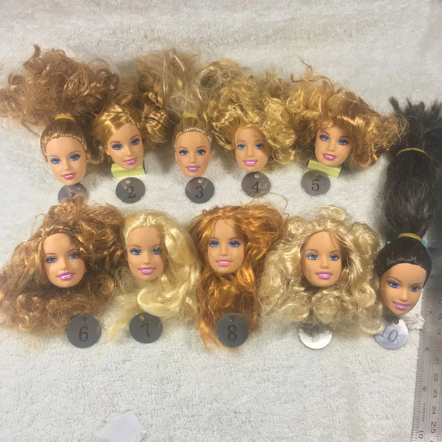 

B3-1 Original Foreign Trade World Smile Beauty 1/6 OOAK NUDE Doll Head Mussed Golden Hair for DIY 90% NEW