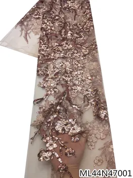 

Beautifical High Quality African Wedding Lace New French Lace Sequins Net Lace for Dress 5 Yards ML44N470