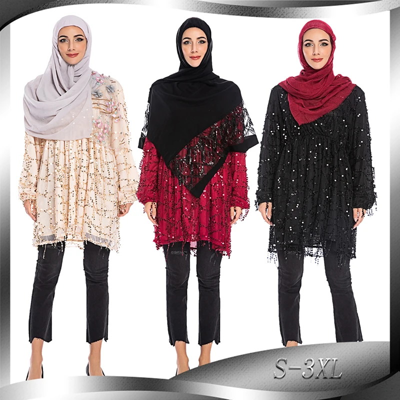 Короткое, с блестками abaya Дубай мусульманский хиджаб платье турецкие Платья Восточный халат из марокена Кафтан Исламская одежда Абая для женщин Пакистан