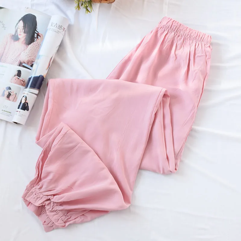 Summer Anti-mosquito Pure People Cotton Silk Cool Pajama Pants Casual Loose-Fit Closing Trousers Thin Cool And Refreshing Lanter