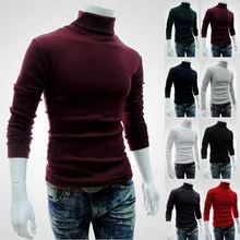 Autumn Winter Men's Sweater Mens Turtleneck Solid Color Pullovers Men Clothing Slim Fit Male Knitted Sweaters Pull Homme