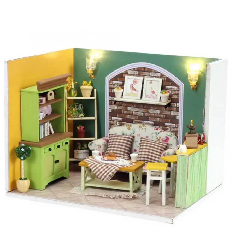 Кукольный домик diy мебель Diy Миниатюрный 3D Деревянный Miniaturas кукольный домик игрушки для детей подарки на день рождения Каса дневник котенка - Цвет: e
