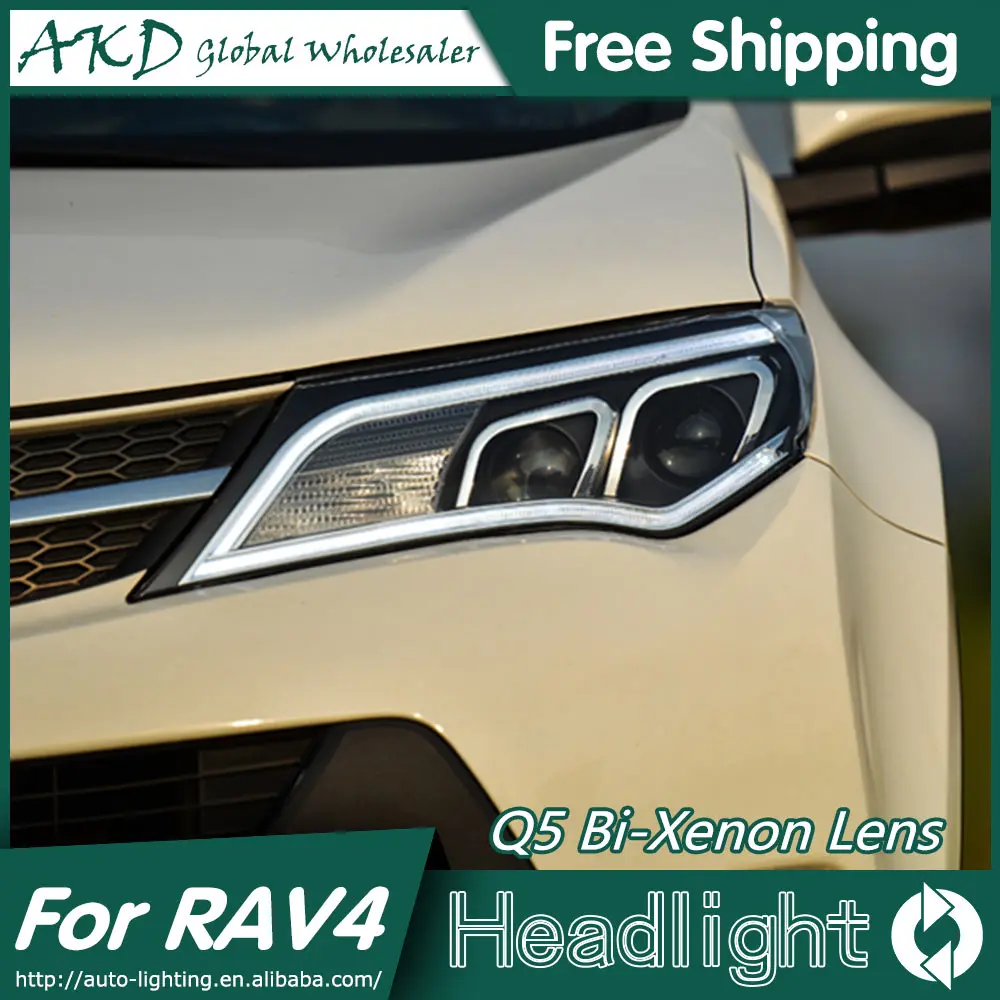 АКД автомобильный Стайлинг для Toyota RAV4 светодиодный фары 2014 2015 Новинка DRL Bi Xenon