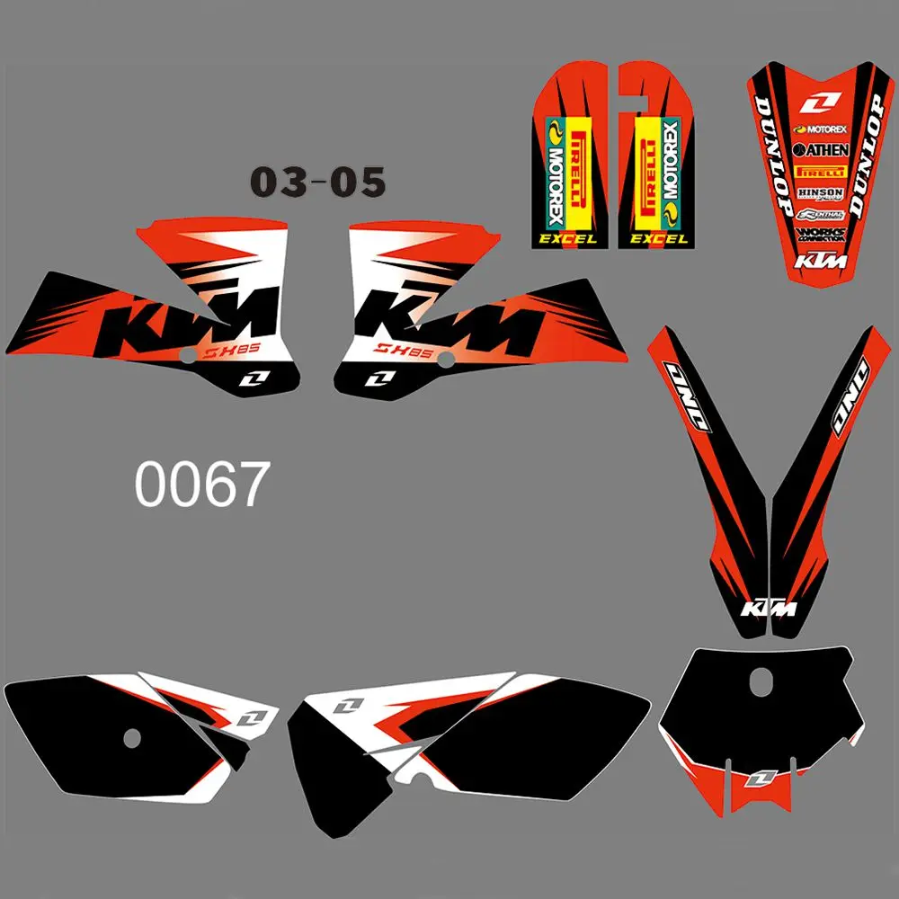 

for KTM SX85 2003 2004 2005 New Full Graphics Decals Stickers Custom Number Name Glossy Bright Stickers Waterproof