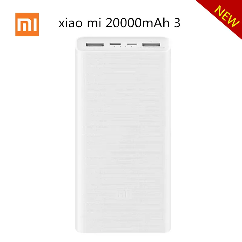 Xiaomi Mi внешний аккумулятор 2, 10000 мА/ч, обновленный с двойным выходом USB, внешний аккумулятор, Поддерживает двустороннюю быструю зарядку для samsung, xiaomi, iphone - Цвет: 20000mah xiaomi3