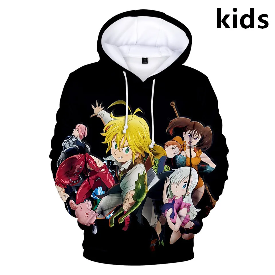 Unisexe Enfant Garçons Filles 3D The Seven Deadly Sins Anime Imprimé Sweat-Shirts à Capuche Longues Pull Hoodies pour Adolescents Tenues Automne Hiver Outwear,4,2XL 