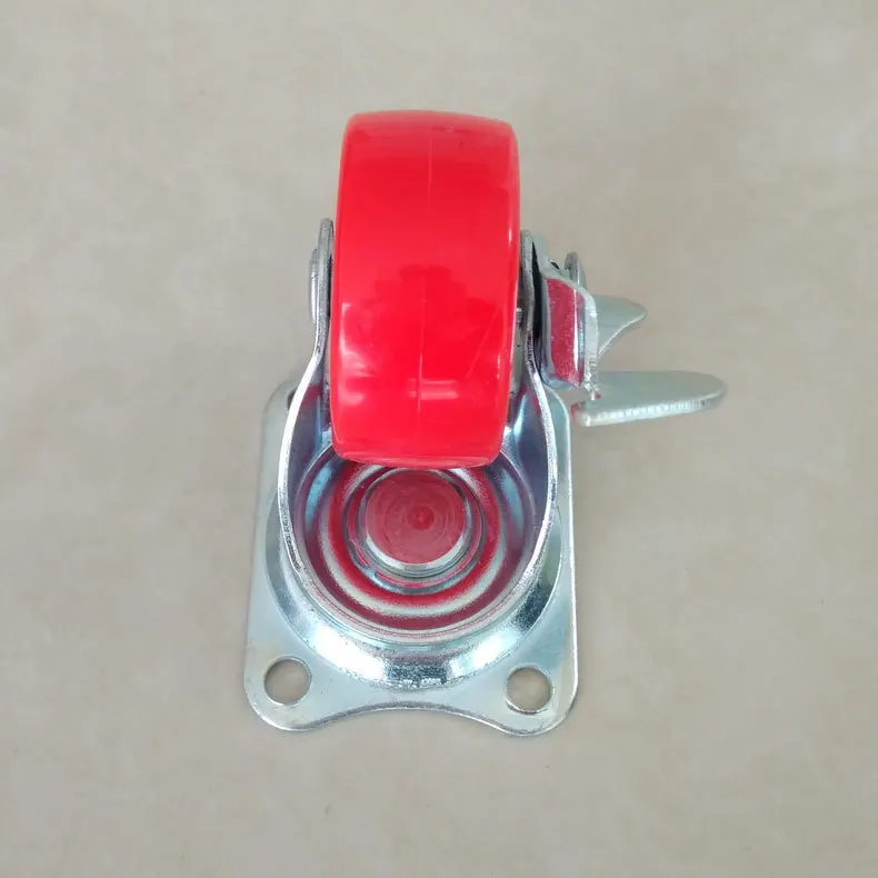 Place of Origin Supply of Goods 2-Inch PVC Flat Brake Truckle Height 65 Mm Flat Roof Universal Wheel Red Furniture Wheel Wheels