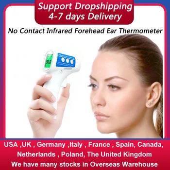 

Infrared Forehead Ear Thermometer Gun Non Contact Baby Body Temperature Measure Tool Portable LCD Digital Termometro Fever Check