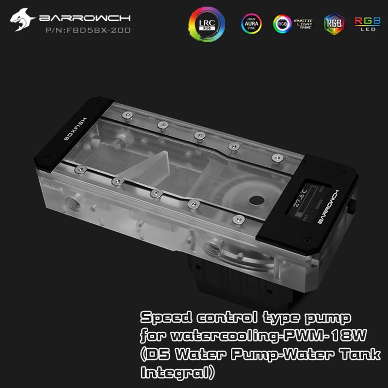 

Barrowch FBD5BX-200 speed control type pump for watercooling PWM 18W Integrated Pump + Reservoir