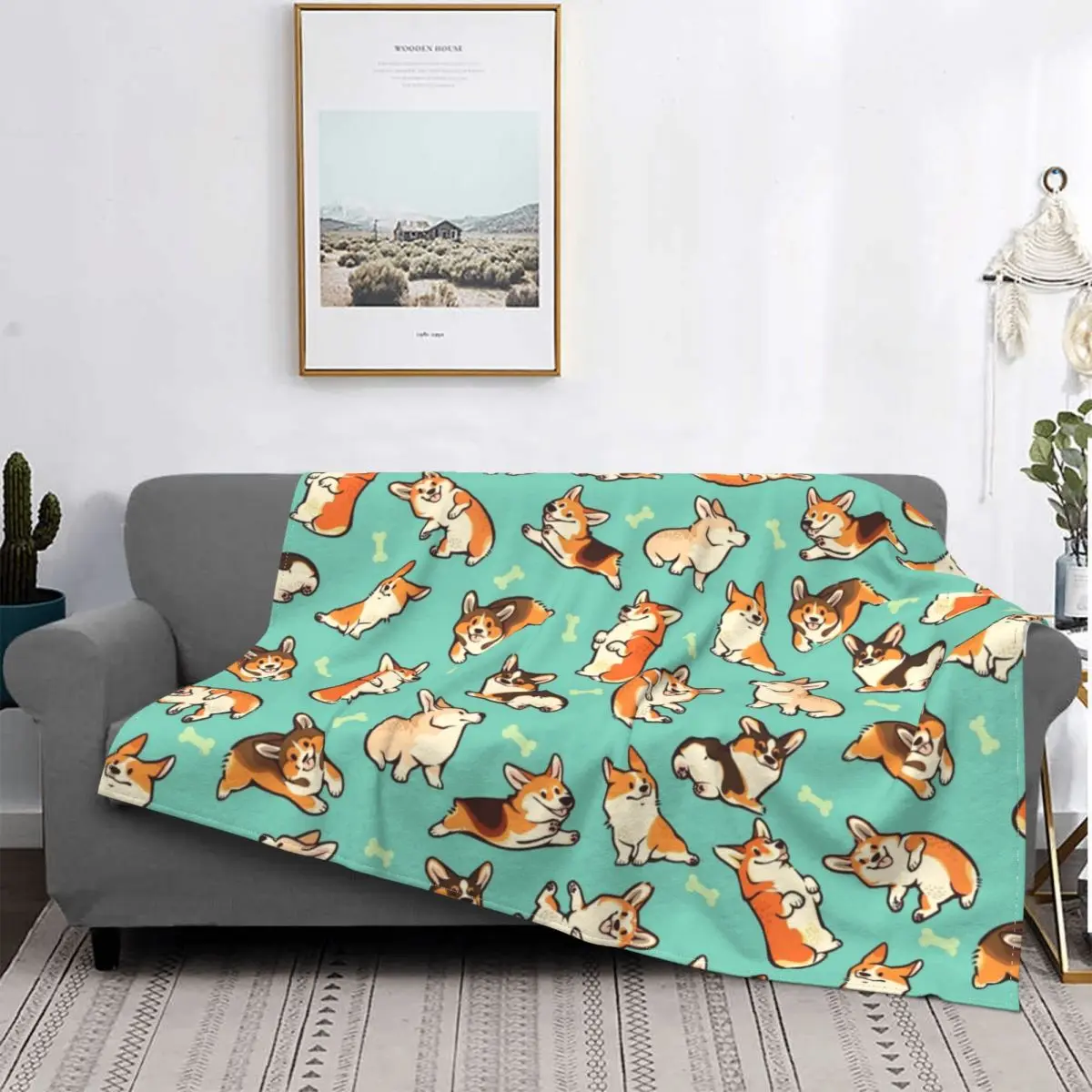 

Толстое очень мягкое Фланелевое Флисовое одеяло Jolly Corgis с рисунком собаки и щенка, покрывало для дивана