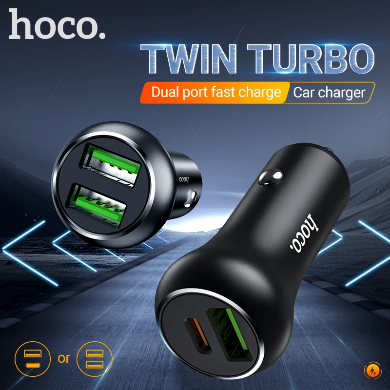 hoco USB C автомобильное зарядное устройство PD 38Вт Type-C Dual QC3.0 36Вт в машину быстрая
