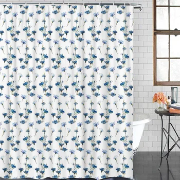 

Bathroom Shower Curtains Blue Flower Waterproof Polyester Fabric Shower Curtain Home Decoration Bathroom Curtain
