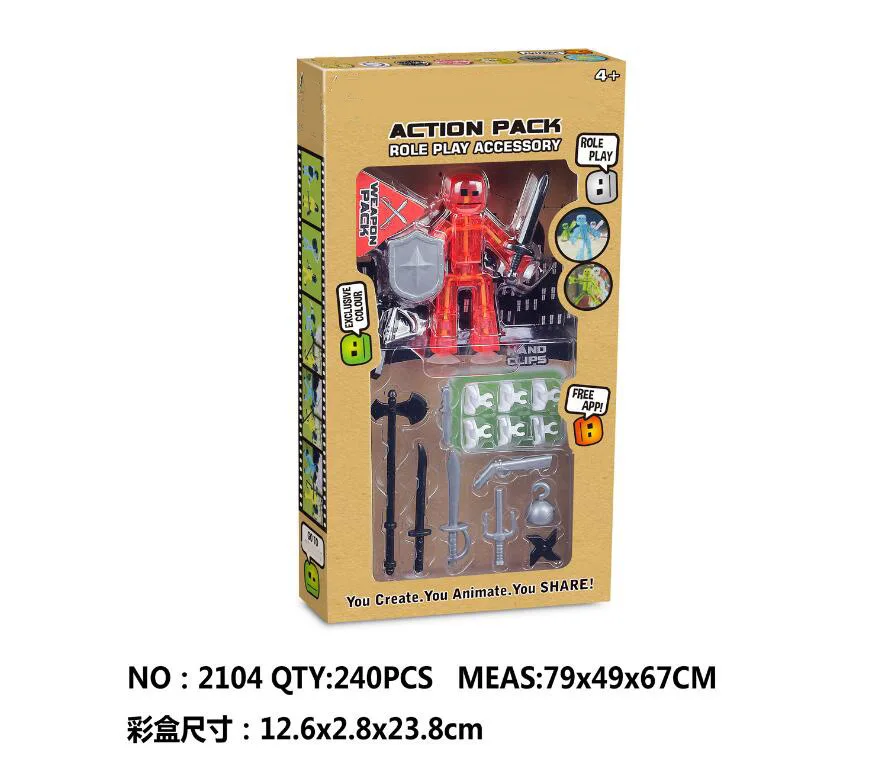 2104 weapon Stickbot игрушки на присоске DIY липкий робот собака Милая экшн фигурка детская игра Z анимация студия сарай сделать жизнь стиль движения фильм - Цвет: 2104 weapon