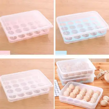 

1PC 20 Grids Egg Tray Plastic Transparent Removable Eggs Holder Eggs Crisper for Kitchen Refrigerator
