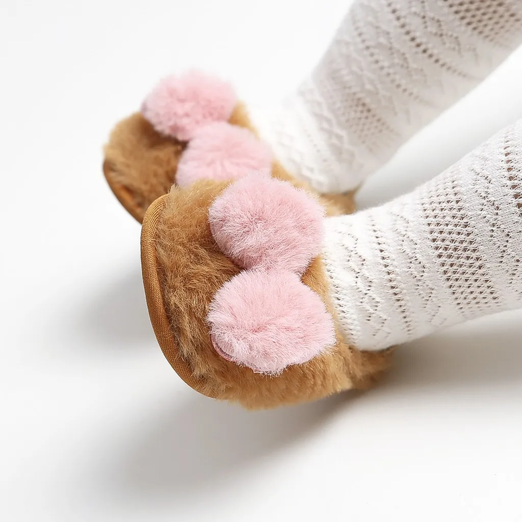 Детская Хлопковая обувь; Сезон Зима; коллекция года; Милая зимняя теплая обувь из флока с бантом для маленьких девочек