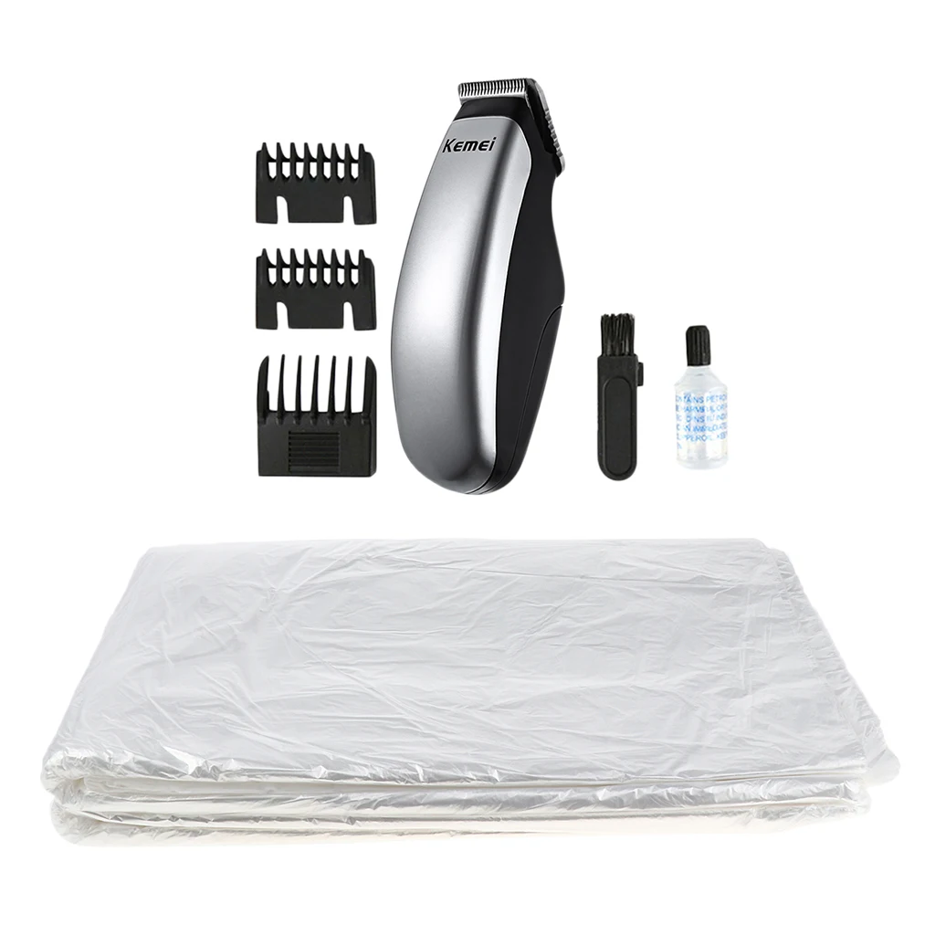 Electric Hair Clipper Mustache Grooming Trimmer w/ 50pcs Cutting Capes Gown