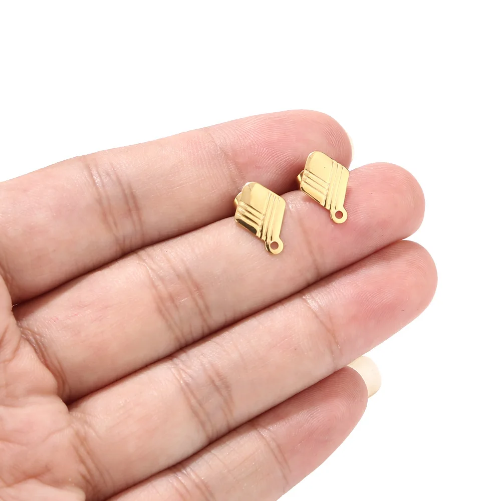 Gold Rhombus 10 шт. новейший топ из нержавеющей стали Teardrop геометрический ромб серьги-гвоздики столбы с отверстием золотой тон DIY серьги аксессуары - Цвет: Gold Rhombus