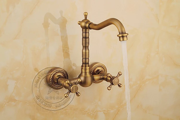 

Solid Brass Golden Polish Bathroom Faucet Vessel Sink Faucet Deck Mounted Mixer Tap Hot and Cold Water
