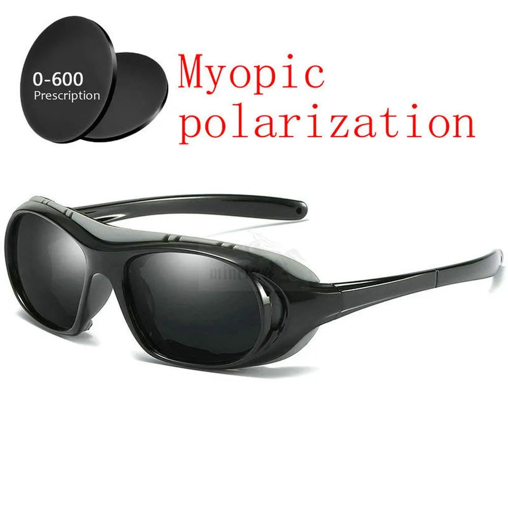 Mincl/diopter готовые близорукость поляризованные солнцезащитные очки унисекс модные классические Поляризованные квадратные мужские очки для вождения uv400 FML - Цвет линз: black-1.61-500