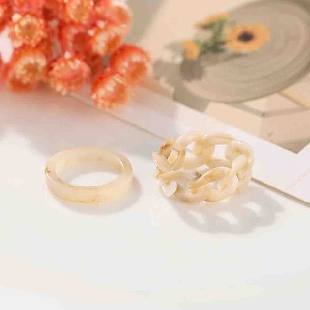 Ins Korea Colorful Fashion Y2k Resin Heart Ring Set Acrylic Thick Round Rings For Women Party Wedding Jewelry Ring Set