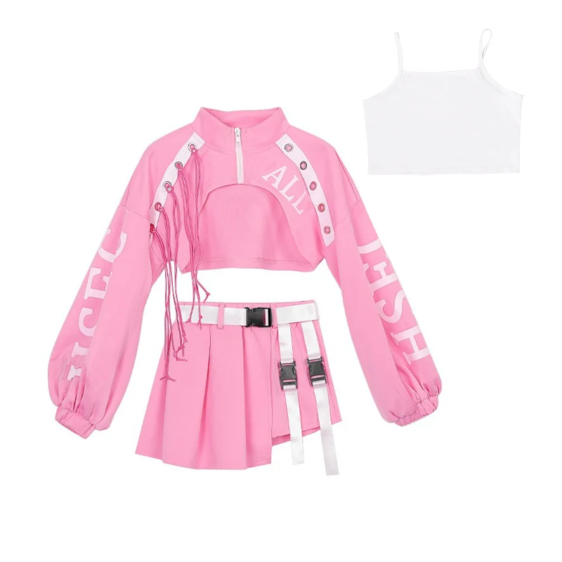 Children Costumes Kids Hip Hop Clothing Pink Street Dance Suit Autumn Jazz