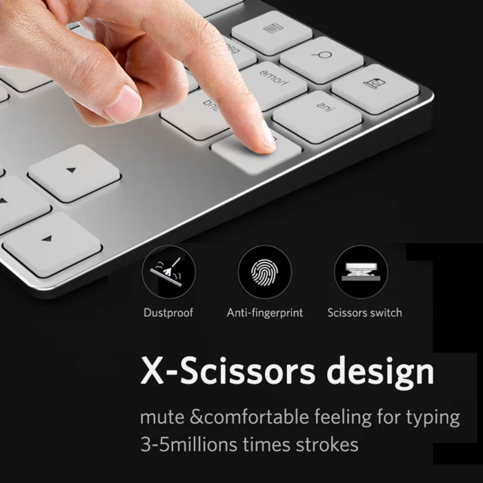 Bluetooth Номер Pad клавиатура цифровая мини 34 клавиши алюминиевый сплав для iOS Android GV99