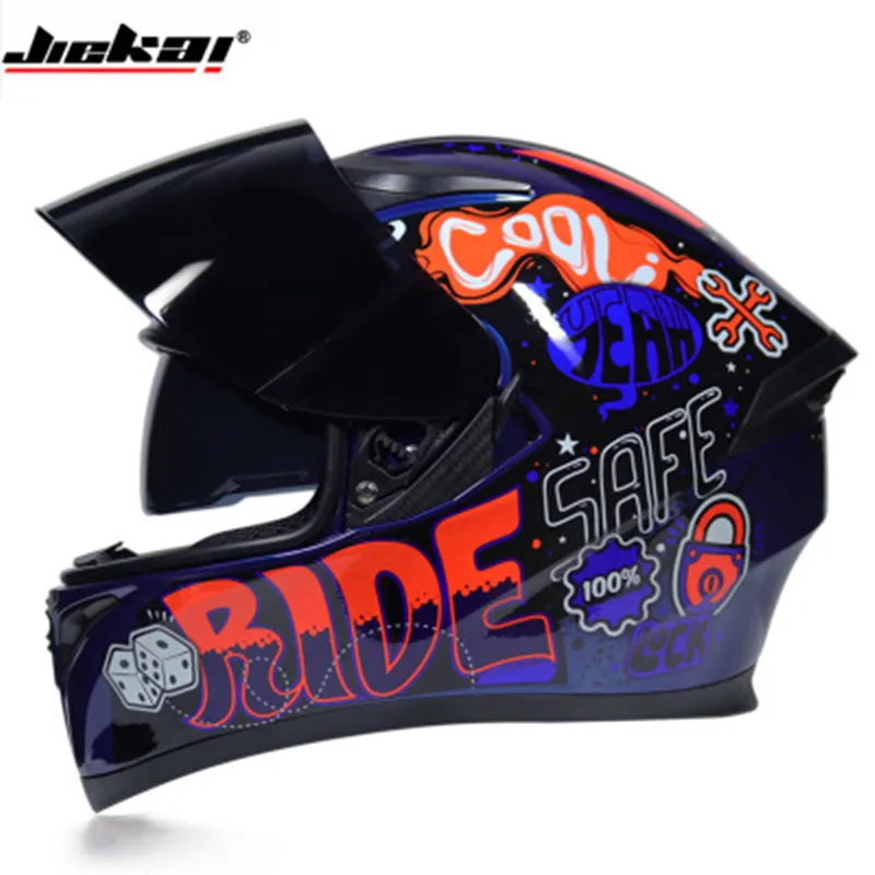 Capacete, Мото шлем Jiekai 316 двойной объектив полный шлем для лица мото rcycle шлем для бега по пересеченной местности шлем для мотокросса - Цвет: Design 2