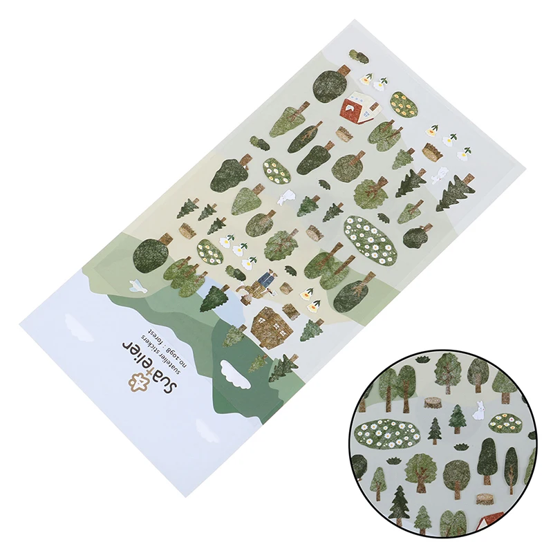 Green Forest Bullet Journal Decorative Sticker Diary Album Label Sticker DIY Scrapbooking Stationery Stickers Escolar