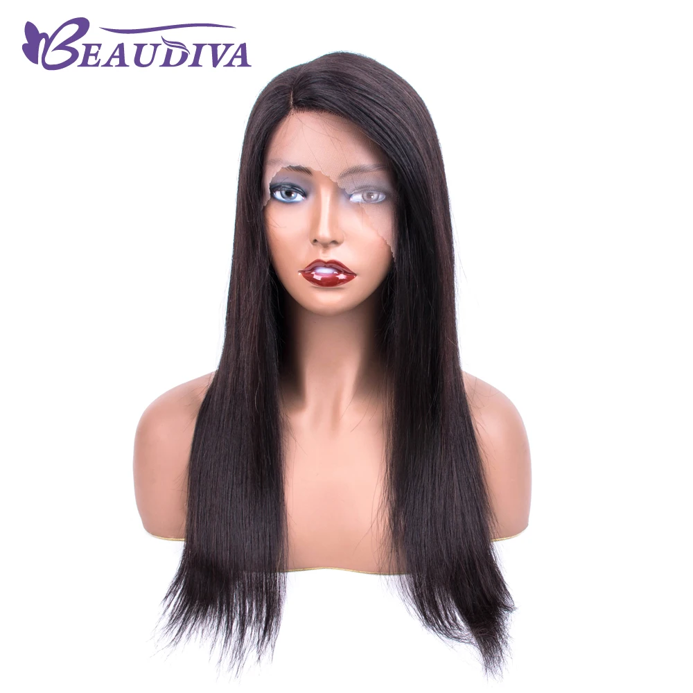 Brazilian Side Part Lace Wig Straight Human Hair Wigs For Black Women Remy Beaudiva 150% Density Lace Wig with Baby Hair 18inch