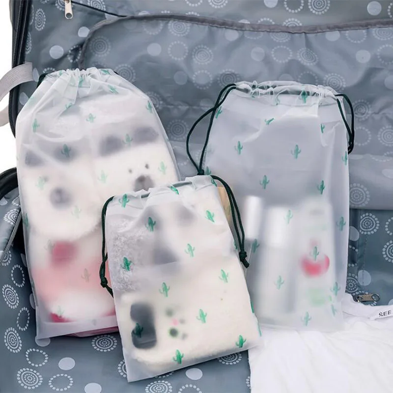 

Women Transparent Drawstring Cactus Cosmetic Bag Travel Makeup Case Make Up Bath Organizer Storage Pouch Toiletry Wash Beauty