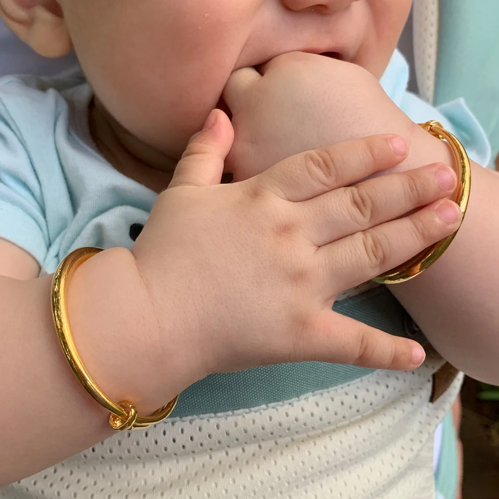 22k Designer Crystals Baby Bracelet - BjBb11278 - 22k gold designer baby  bracelet(2 Pcs) with holy beads (Crystals) beaded with fancy gold balls  toget