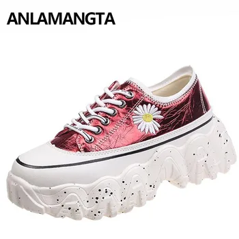 

Women Shoes 2020 Fashion Platform Casual Shoes Sneakers Floral Print Chunck Shoes Lace Up Spring Autumn Women's Footwear