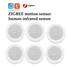 Mini tuya zigbee sensor de movimento inteligente detector de alarme infravermelho corpo humano pir alarme de detecção de 120 ° com app impulso em tempo real