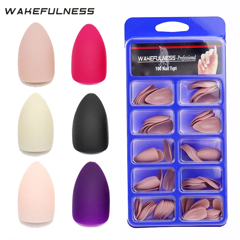  100pc Matte False Nail Tips Full Cover Press On Nails Rose Red Black Nude Pink White No adhesive St