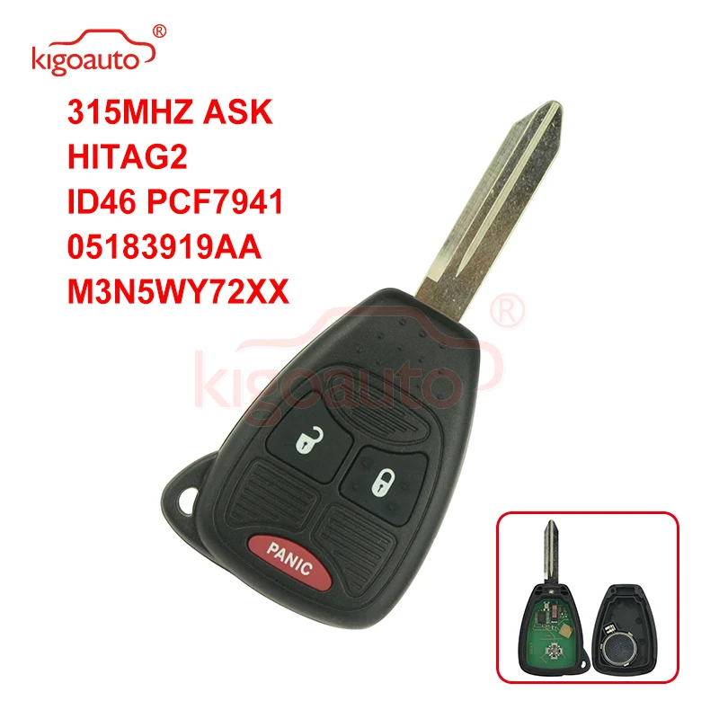 Kigoauto 05183919AA M3N5WY72XX дистанционный ключ 3 кнопки 315 МГц для Chrysler Pacifica 2004 2005 2006 2007 2008 |