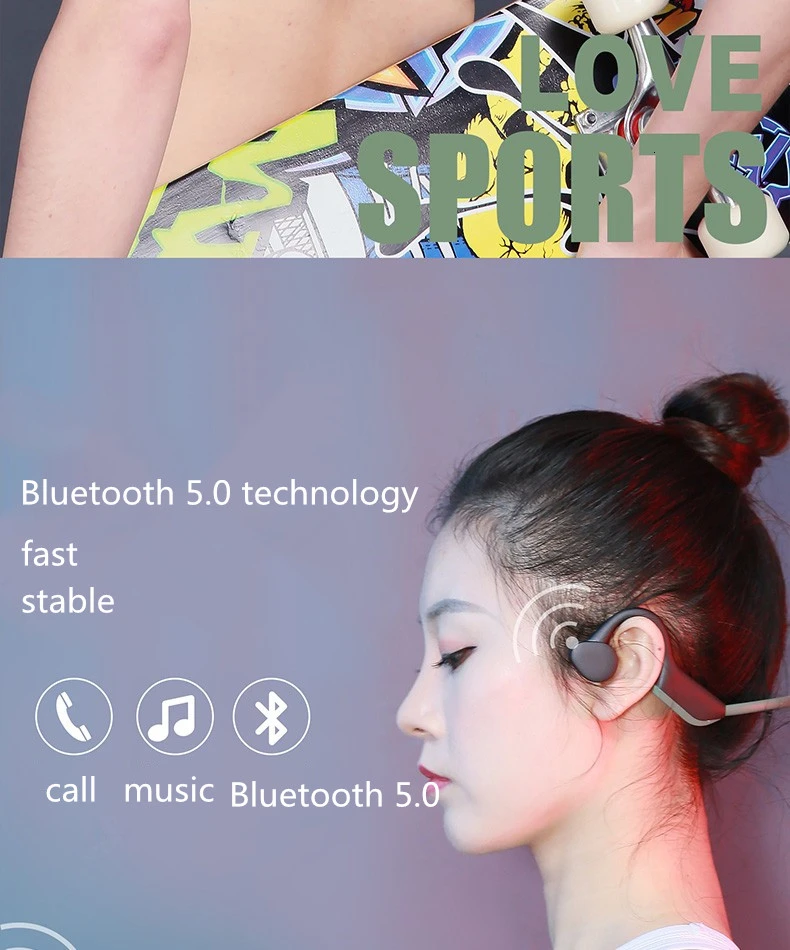 Holy Serpent J20 костной проводимости Беспроводные Bluetooth 5,0 спортивные водонепроницаемые наушники подходят для всех устройств с поддержкой Bluetooth