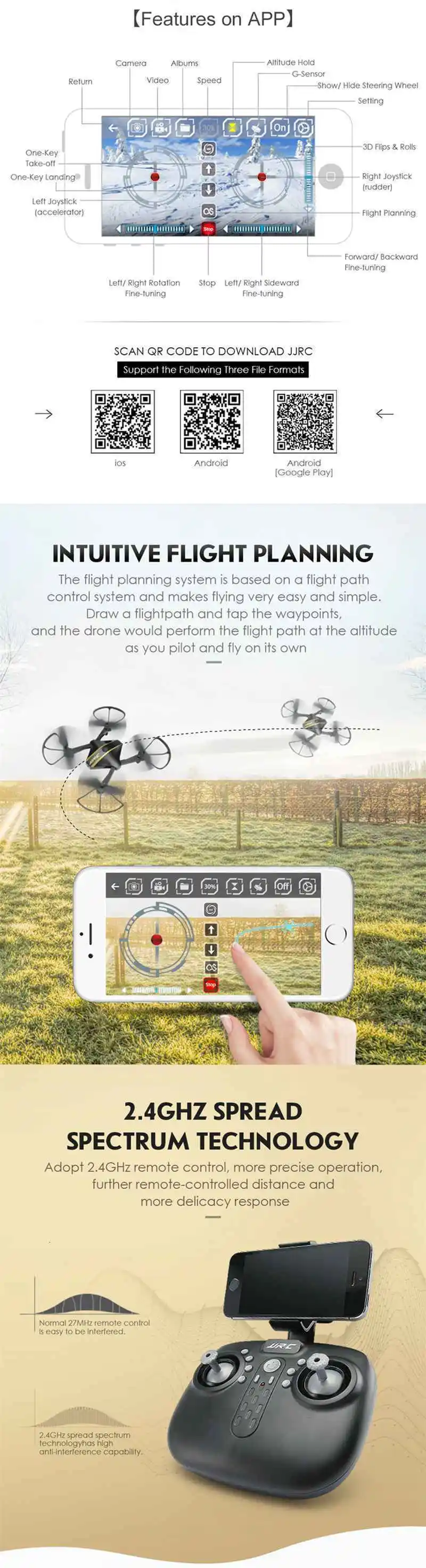 JJRC H44WH диаман 720P wifi FPV складной селфи Дрон с режимом удержания высоты RC Квадрокоптер вертолет RTF VS H37 Mini H43WH