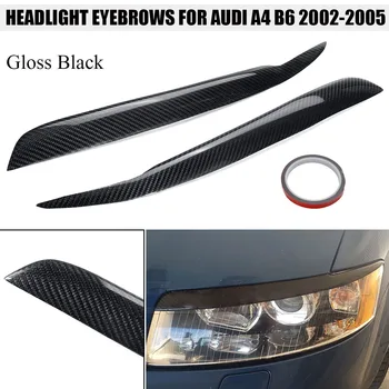 

Carbon Fiber Headlight Eyebrow Cover Head Light Eyelid Sticker Head Lamp Trim For Audi A4 B6 2002 2003 2004 2005