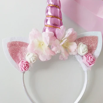 

Pink-horn hairband unicorn birthday party decorations girl birth day gift plastic headband PINK shoulder sash unicornio babyshow