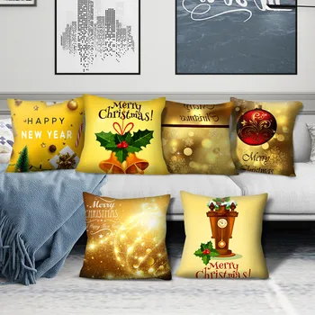 

Fuwatacchi Christmas Cushion Cover Snow Bell Decorative Pillow Covers for Home Chair Sofa Throw Pillowcases 45*45cm Short Plush