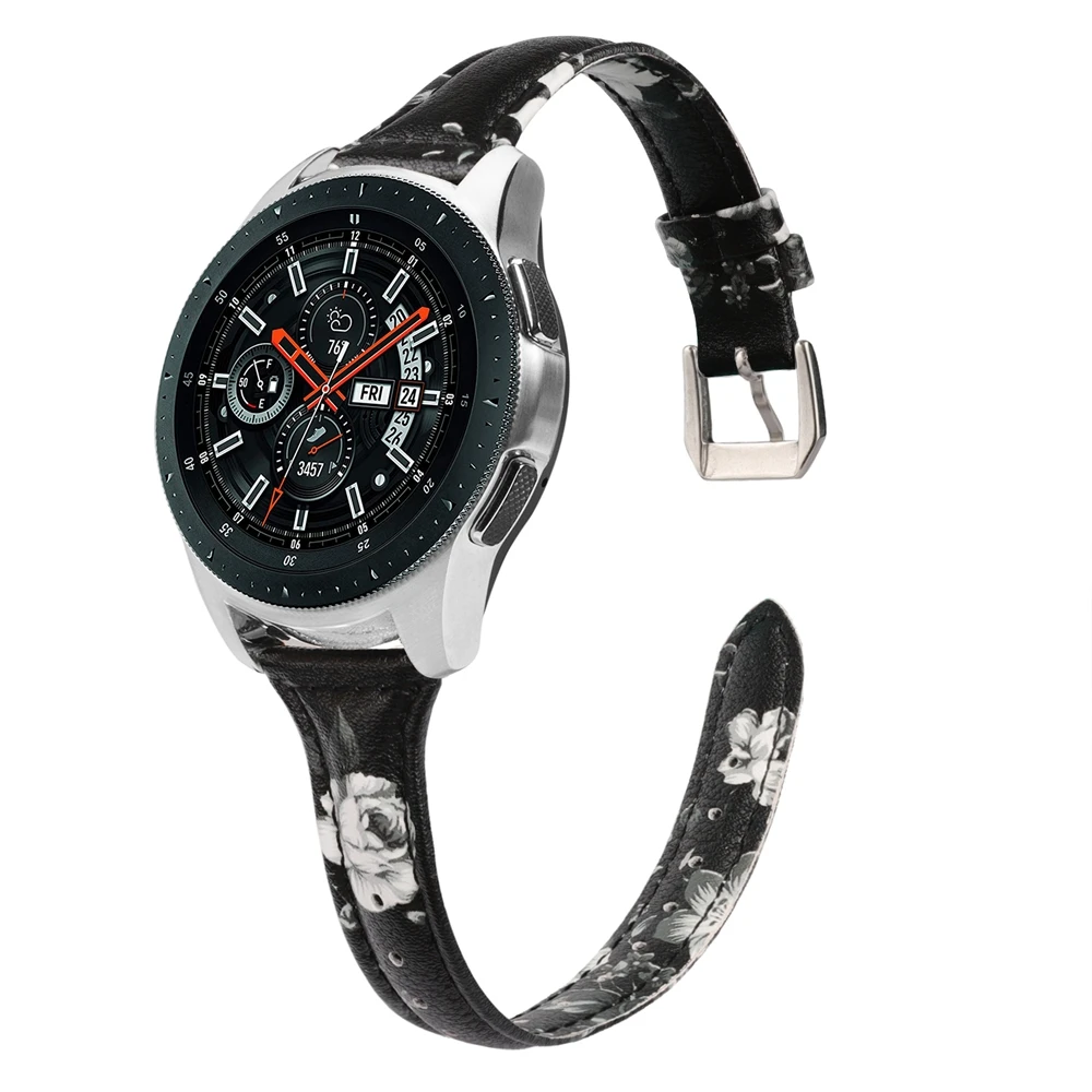 BkWhite Ремешок для часов из натуральной кожи для samsung Galaxy gear S3 Galaxy 42 мм 46 мм активный ремешок для часов 20 м кожаный ремешок 22 мм - Цвет ремешка: BkWhite