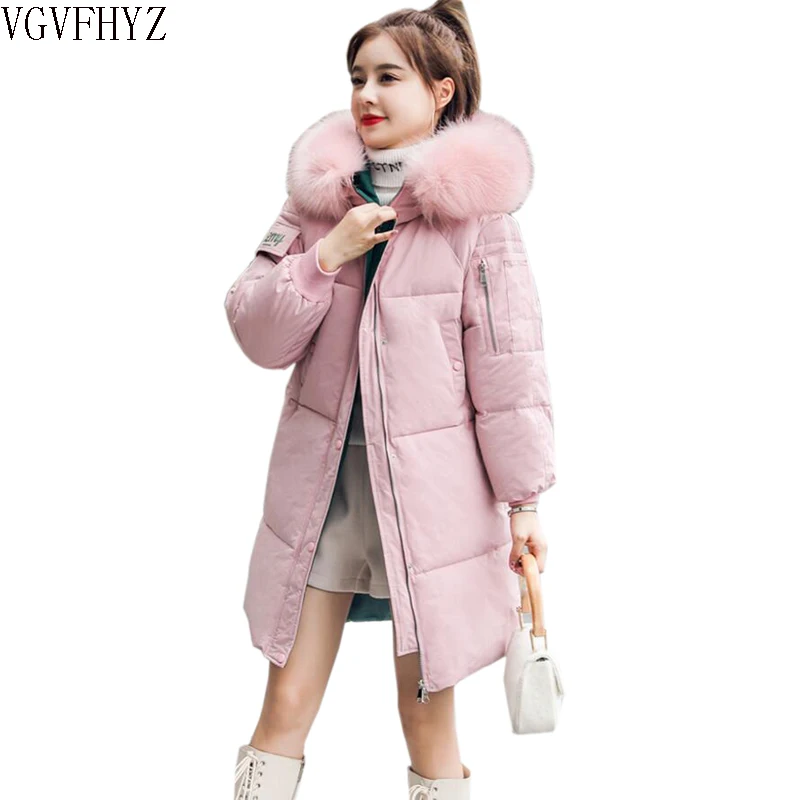 

Women's Winter Jacket women Casual Fur Collar Hooded Female Down cotton Jacket Warm Thick Long Coat Women's Coat Plus Size