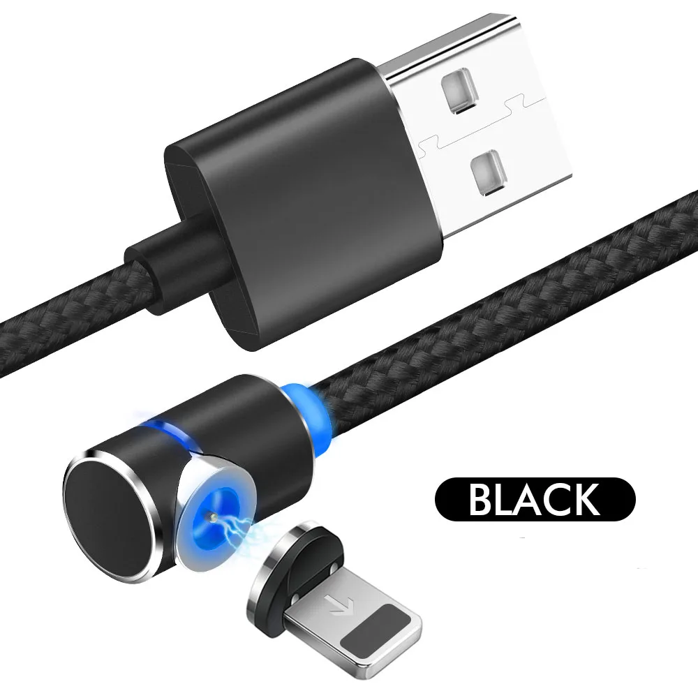 Магнитный кабель для зарядки для IOS для iPhone X XR, быстрая зарядка, Micro USB кабель для передачи данных, Тип C, usb шнур для зарядки, 1 м, 2 м - Цвет: For iPhone Black