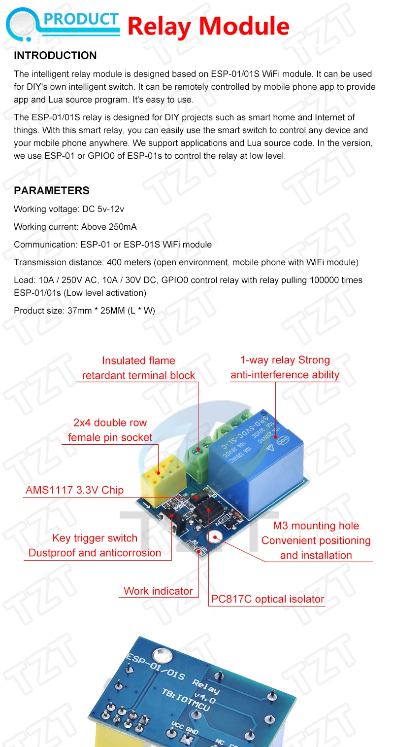 ESP8266 5V WiFi-Relaismodul DS18B20 DHT11 DHT22 RGB LED Controller Dinge Smart Home Fernbedienung Schalter Telefon APP ESP-01S – Detail 2