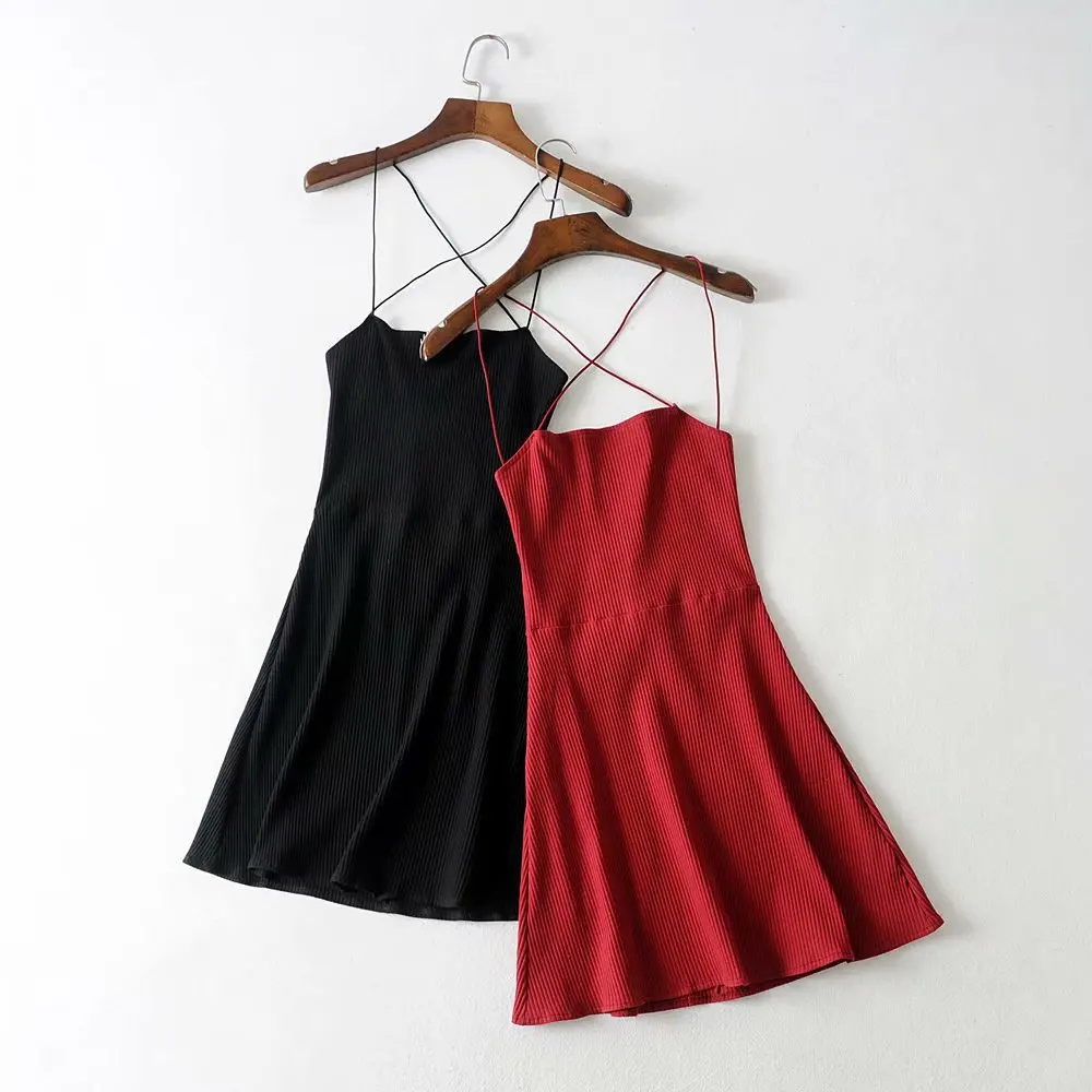 

Hot Selling 2019 Summer New Style WOMEN'S Dress Sexy Backless Dress Bandage Cloth Solid Color Camisole Short Skirt Women's
